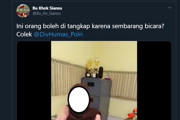 Tangkapan layar dari twit berisi video seorang perempuan menyebut, Indonesia akan memberlakukan sistem herd immunity.