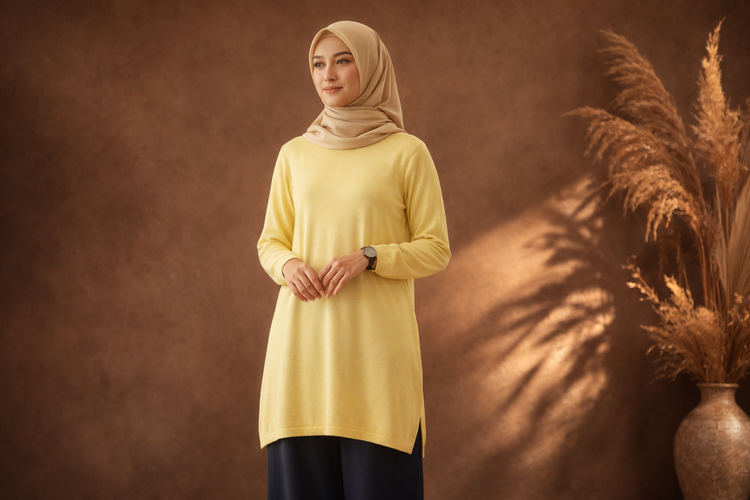 Tunik Knit Polos + Kulot Basic