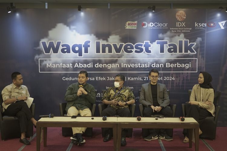 Gelar wicara bertajuk ?Waqf Invest Talk: Manfaat Abadi dengan Investasi dan Berbagi? yang diinisiasi Dompet Dhuafa bersama Bursa Efek Indonesia (BEI) di Gedung BEI, Kebayoran Baru, Jakarta Selatan, Kamis (21/3/2024).
