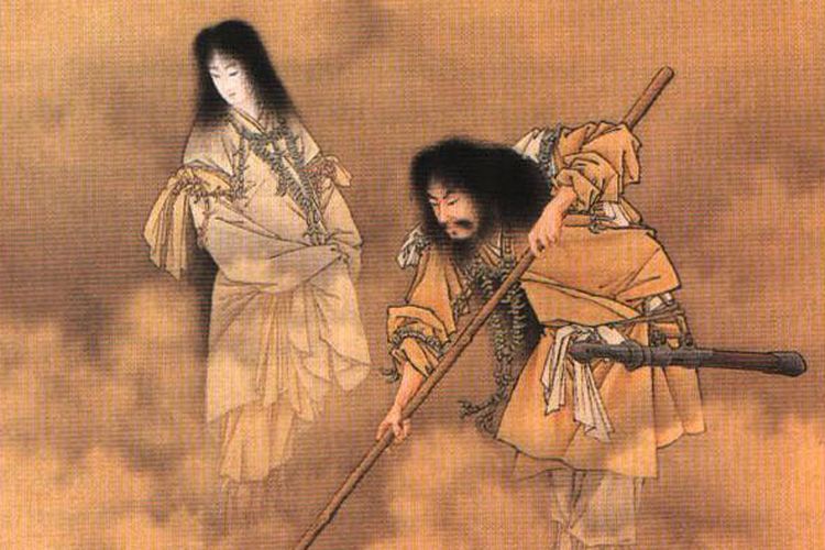 Illustrasi Izanami dan Izanagi, dewa-dewi Jepang. [Via Courses.lumenlearning.com]