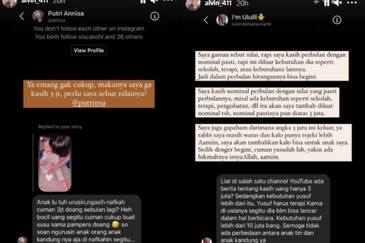 Alvin Faiz menepis rumor soal dirinya nafkahi Yusuf Rp 3 juta per bulan.