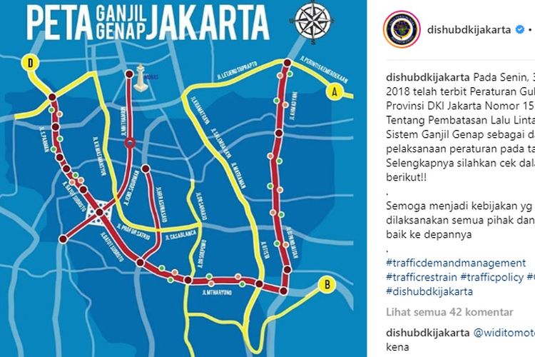Catat, 27 Segmen Jalan yang Bebas Ganjil-Genap di Jakarta