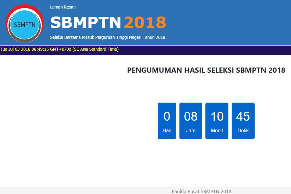 Laman pengumuman hasil SBMPTN