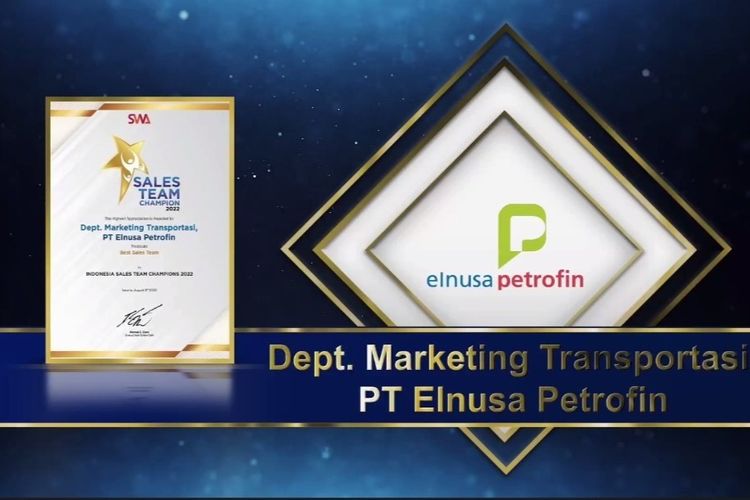 PT Elnusa Petrofin (EPN) menerima penghargaan Sales Team Awards 2022 dengan predikat ?Best Sales Team? dalam ajang Indonesia Sales Team Champion 2022.
