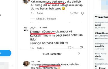 Tangkapan layar unggahan disertai foto menyebut susu anak dan ibu hamil bisa menambah berat badan.