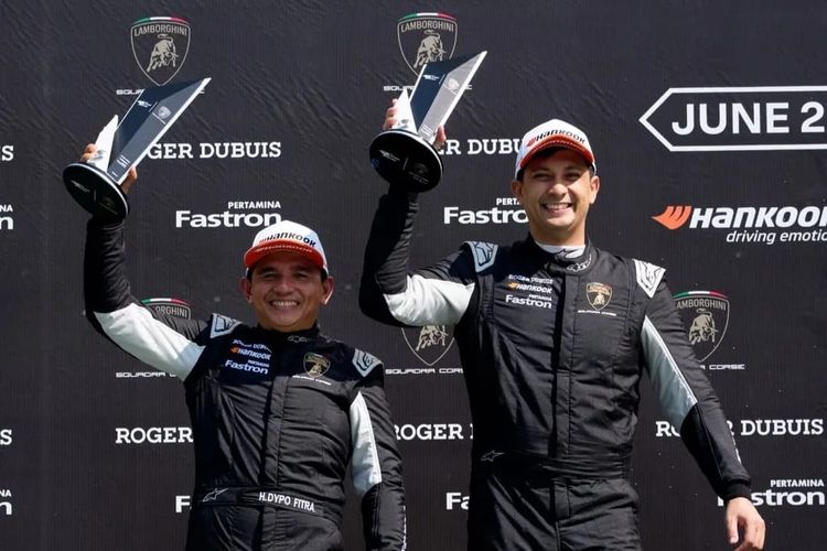 Duet pembalap Indonesia, H Dypo Fitra dan Umar Abdullah, meraih podium kedua pada ajang Lamborghini Super Trofeo Asia 2025 Round 3 Race 1 di Fuji International Speedway, Jepang, Sabtu (28/6/2025).