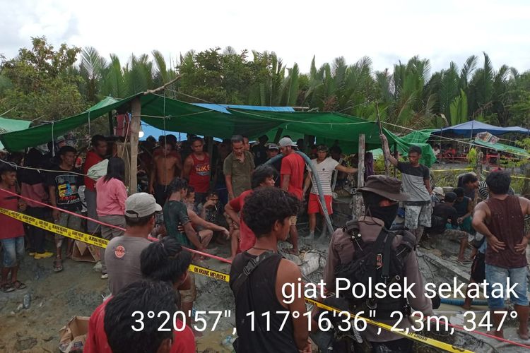 Proses evakuasi penambang emas illegal di Sekatak kabupaten Bulungan Kaltara (humas Polda Kaltara)