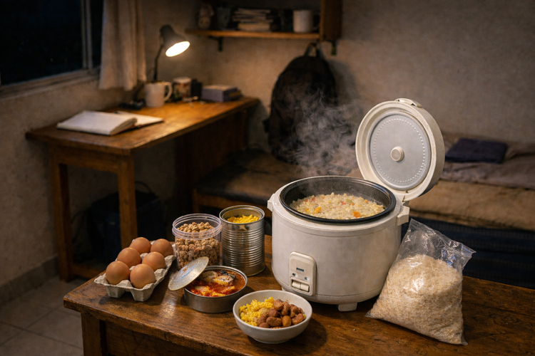 Ilustrasi Menu Sahur Anak Kos Tanpa Kulkas yang Praktis dan Hemat Generated AI