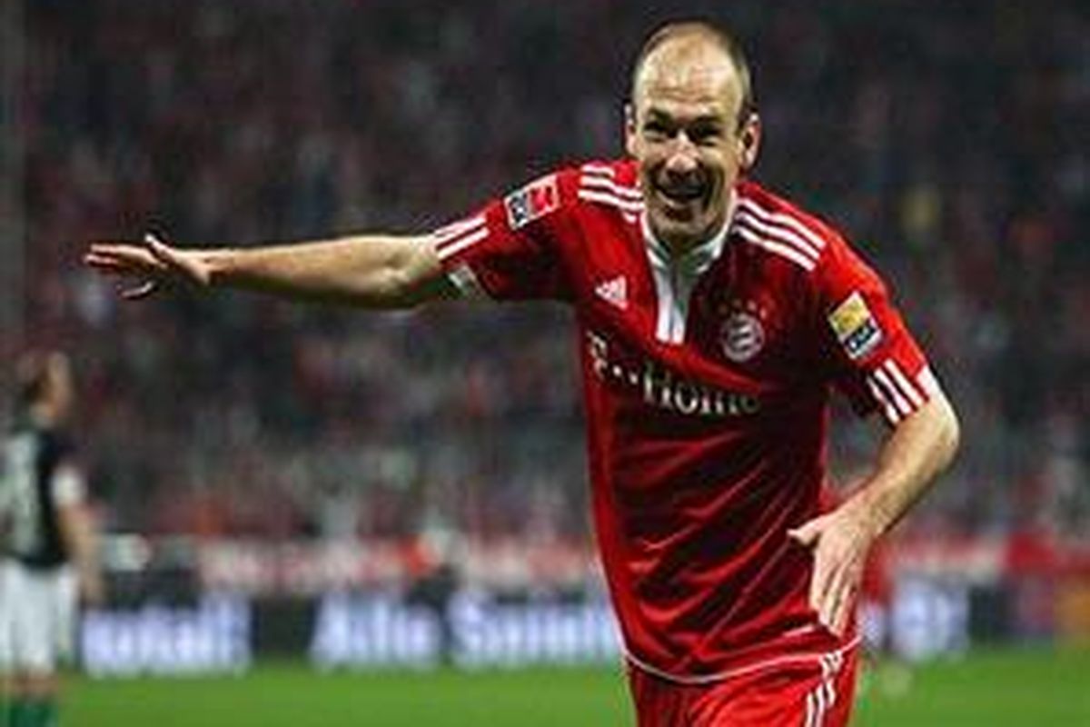 Pemain sayap Bayern Muenchen, Arjen Robben.