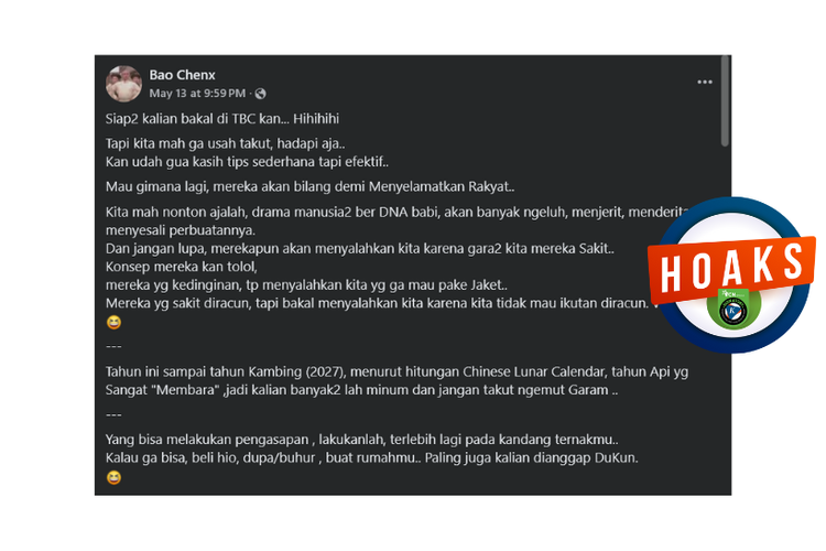 Hoaks, operasi manipulasi cuaca BMKG adalah untuk sebar TBC