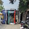 Bus Pelita Indah Terguling di Kediri, 13 Penumpang Terluka