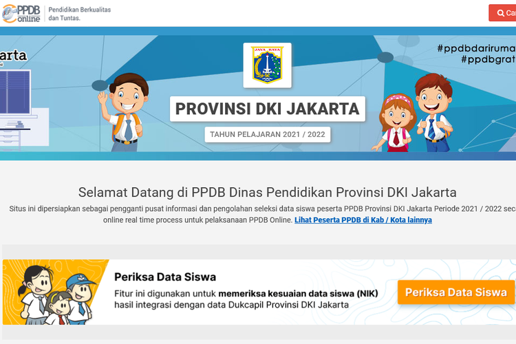 Situs PPDB online Jakarta 2021.