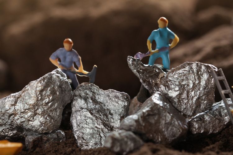 Ilustrasi nikel, penambangan nikel. 