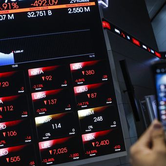 Indeks Harga Saham Gabungan (IHSG) menutup perdagangan sesi I, Jumat (27/2/2026), di zona merah. Indeks melemah 25,933 poin atau 0,31 persen ke level 8.209,329.