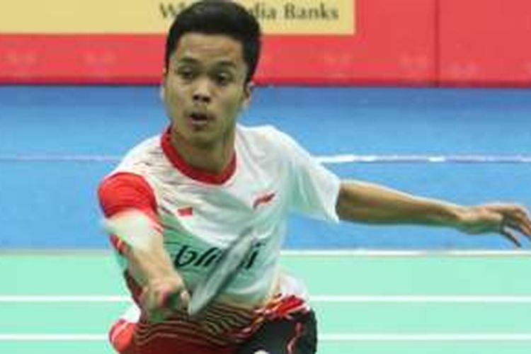 Anthony Ginting mampu menaklukkan Khosit Phetpradab dengan dua set langsung, yakni 22-20, 21-15, Selasa (16/2/2016).