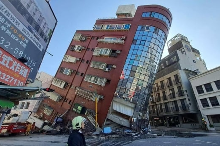 Gambar gempa bumi yang mengguncang Taiwan pada Rabu (3/4/2024).