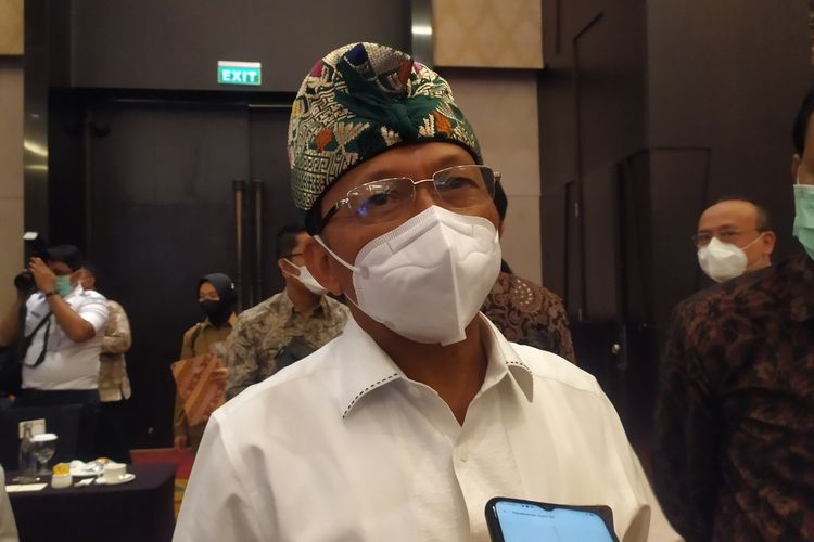 Gubernur Bali Wayan Koster saat berada di Bali Nusa Dua Convention Center, Jumat (28/1/2022). 