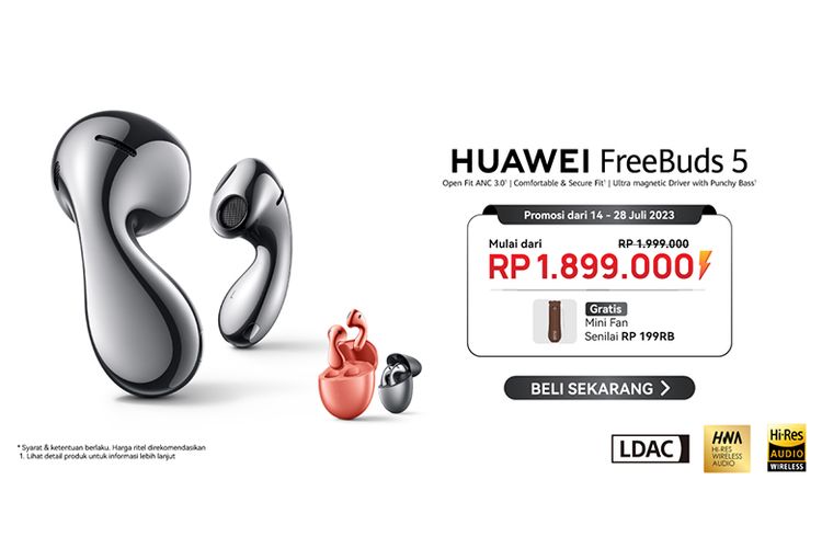Huawei Freebuds 5 dapat dipesan secara eksklusif di Huawei Official Store di Shopee dan Tokopedia. 