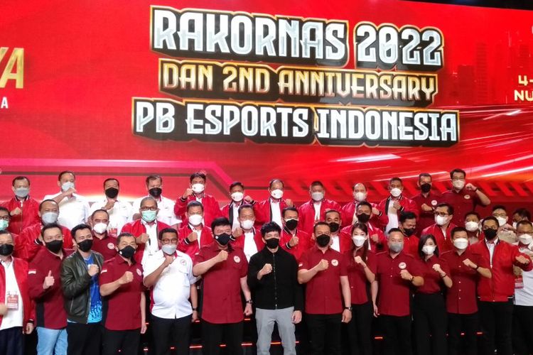 Pengurus Besar Esports Indonesia (PBESI) menggelar Rapat Koordinasi Nasional (Rakornas) di Indonesia Convention Exhibition (ICE), kompleks BSD, Tangerang, Sabtu (5/3/2022).