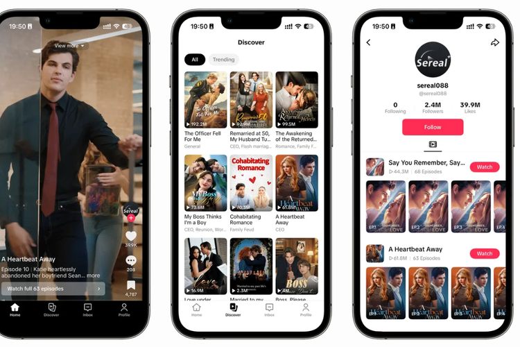 PineDrama pun mengusung antarmuka yang mirip dengan TikTok. Konten-kontennya ditampilkan dalam format video vertikal, dilengkapi sistem rekomendasi berbasis algoritma, serta tab Discover untuk menjelahi seluruh konten atau tren yang sedang populer.