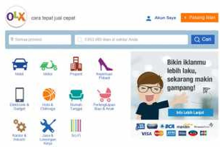 Halaman utama situs iklan baris OLX