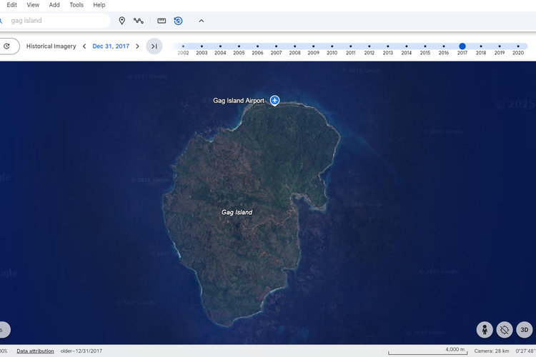 Citra satelit Pulau Gag 2017.