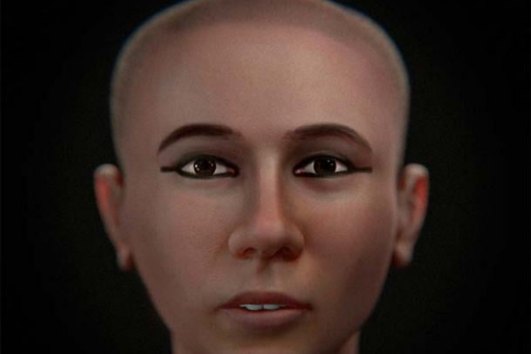 Rekonstruksi wajah Tutankhamun tahun 2023, menggunakan perkembangan terbaru dalam rekonstruksi 3D dari sisa-sisa kerangka. 