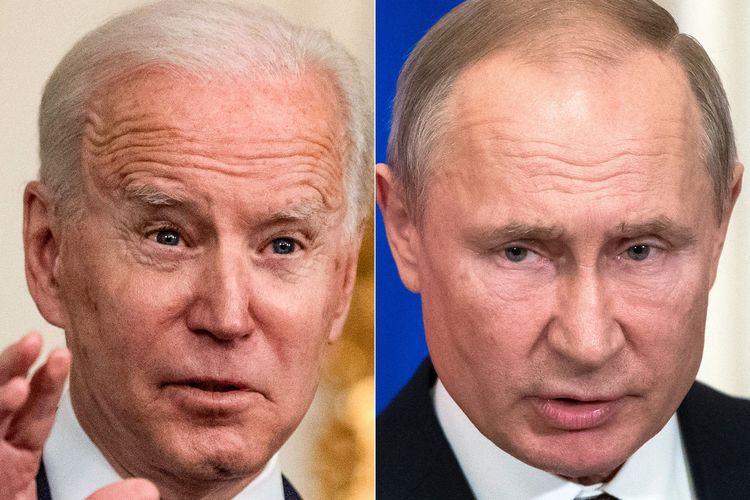 Presiden Amerika Serikat Joe Biden (kiri) dan Presiden Rusia Vladimir Putin (kanan). Presiden AS Joe Biden pada Senin (5/9/2022) mendapat pertanyaan dari seorang reporter mengenai apakah dirinya akan memasukkan Rusia ke dalam daftar hitam sebagai negara teroris. Dalam kesempatan itu, Biden menjawab tidak.