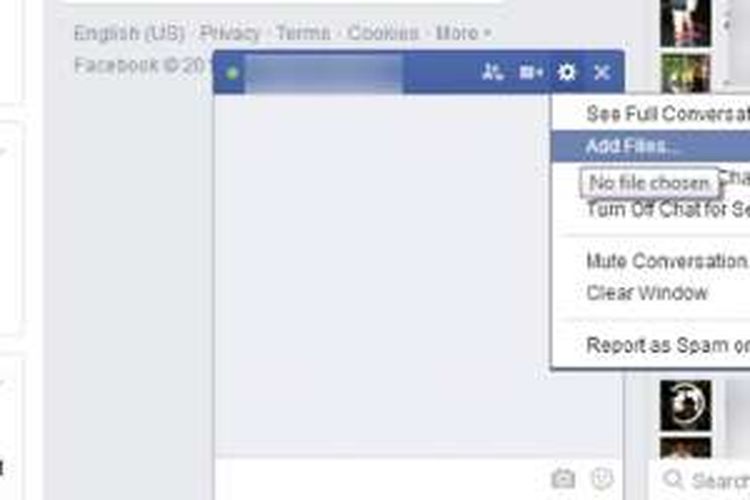 Fitur berkirim file pada kolom percakapan Facebook