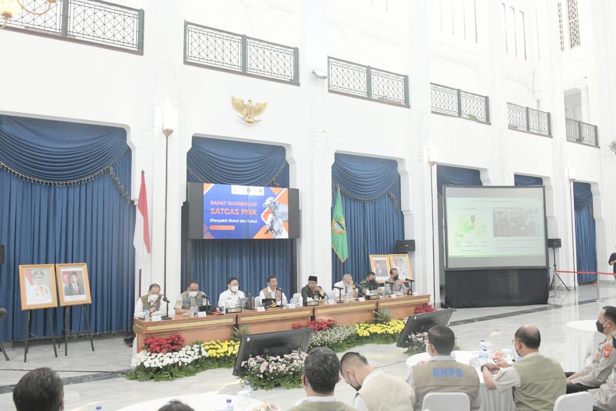 Wagub Jabar saat konferensi pers penanganan penyebaran PMK di Jabar. 