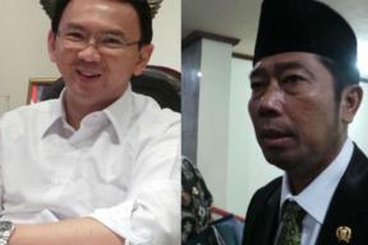 Wakil Gubernur DKI Jakarta Basuki Tjahaja Purnama (kiri) dan Wakil Ketua DPRD DKI Jakarta Abraham Lunggana (kanan).