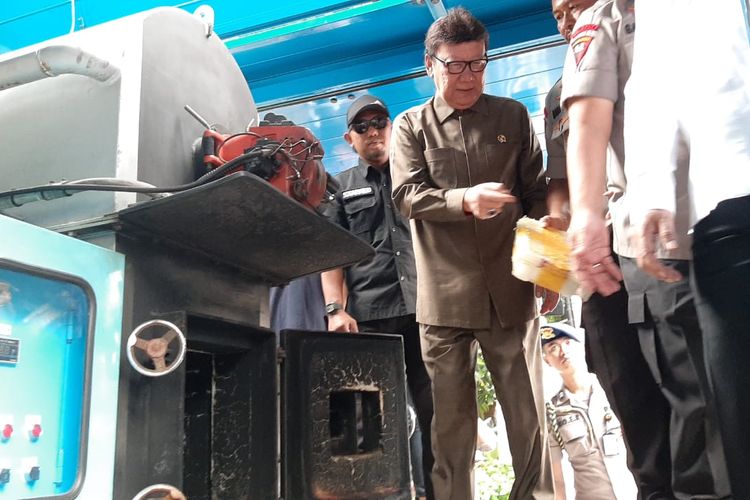 Menteri Pendayagunaan Aparatur Negara dan Reformasi Birokrasi (MenPAN-RB) Tjahjo Kumolo di Polda Metro Jaya, Jakarta Selatan, Rabu (19/2/2020). 