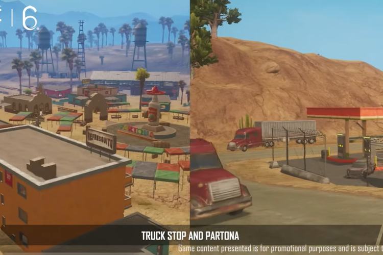 Dua distrik baru di peta Miramar dalam game PUBG Mobile 3.1. Dua area baru terbagi menjadi Truck Stop dan Partona