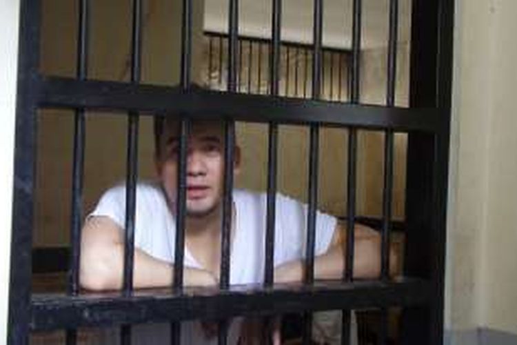 Saipul Jamil di sel tahanan Pengadilan Negeri Jakarta Utara, Selasa (9/5/2016).