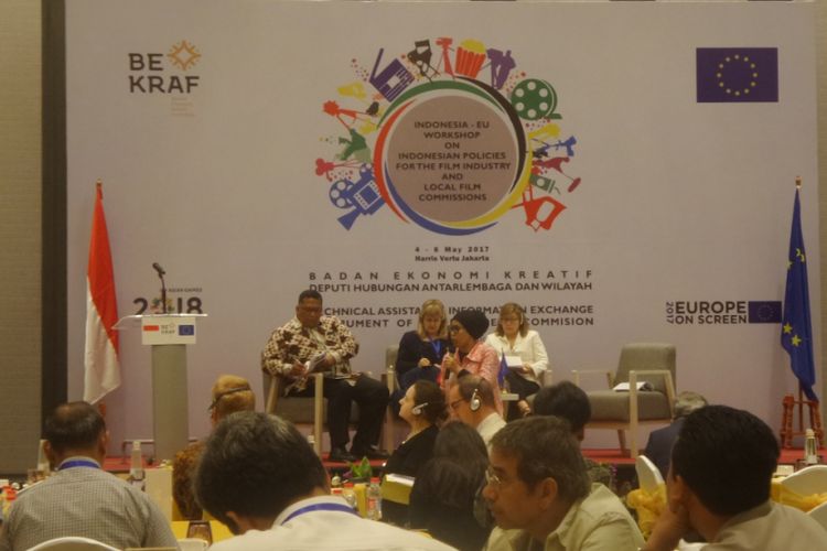 Lokakarya Indonesia-UE tentang kebijakan untuk komisi film dan Industri Perfilman di Indonesia di Hotel Harris, Jakarta Pusat, Kamis (4/5/2017).
