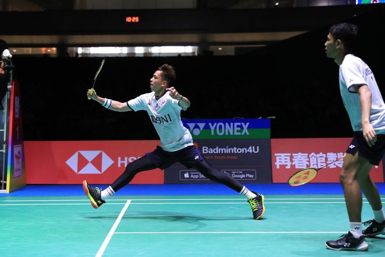 Fajar Alfian/Muhammad Rian Ardianto saat berduel kontra Mohammad Ahsan/Hendra Setiawan di semifinal BWF World Championship atau Kejuaraan Dunia 2022 di Tokyo Metropolitan Gymnasium, Sabtu (28/8/2022) pagi WIB. Terkini, Faja/Rian bertanding melawan Liang Wei Keng/Wang Chang di perempat final Japan Open 2022, Jumat (2/9/2022).