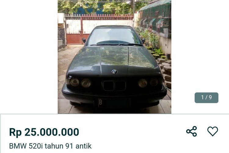 tangkapan layar iklan mobil bekas di situs jual beli online mobil BMW