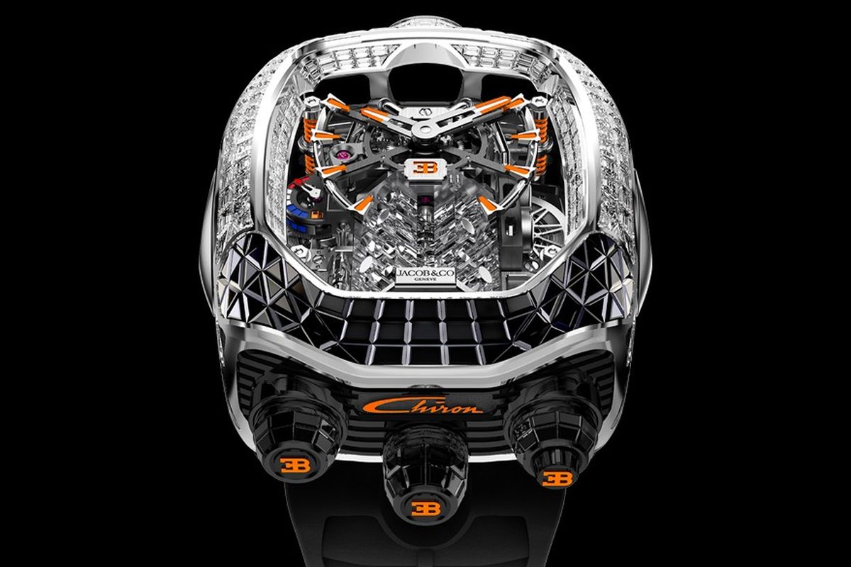 Jacob & Co x Bugatti Chiron Tourbillon Baguette Black and Orange