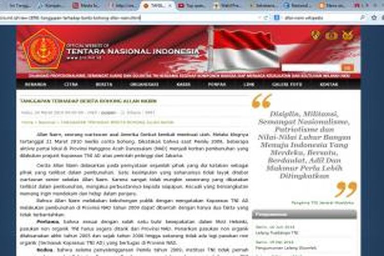 Tanggapan Mabes TNI Tentang Tulisan Allan Nairn