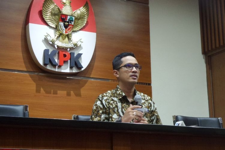 Juru Bicara KPK Febri Diansyah di Gedung KPK Jakarta, Selasa (14/3/2017).