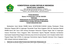 Catat Jadwal Pengumuman Seleksi Administrasi CPNS Kemenag 2024