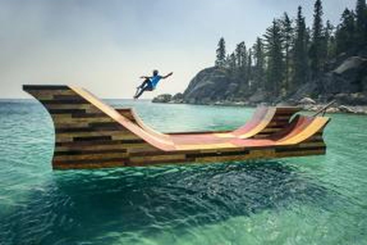 Tampilan Floating Skare Ramp di Lake Tahoe, perbatasan California dan Nevada, Amerika Serikat.