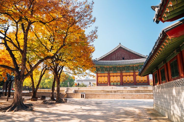 Ilustrasi Deoksugung Palace di Seoul, Korea Selatan.