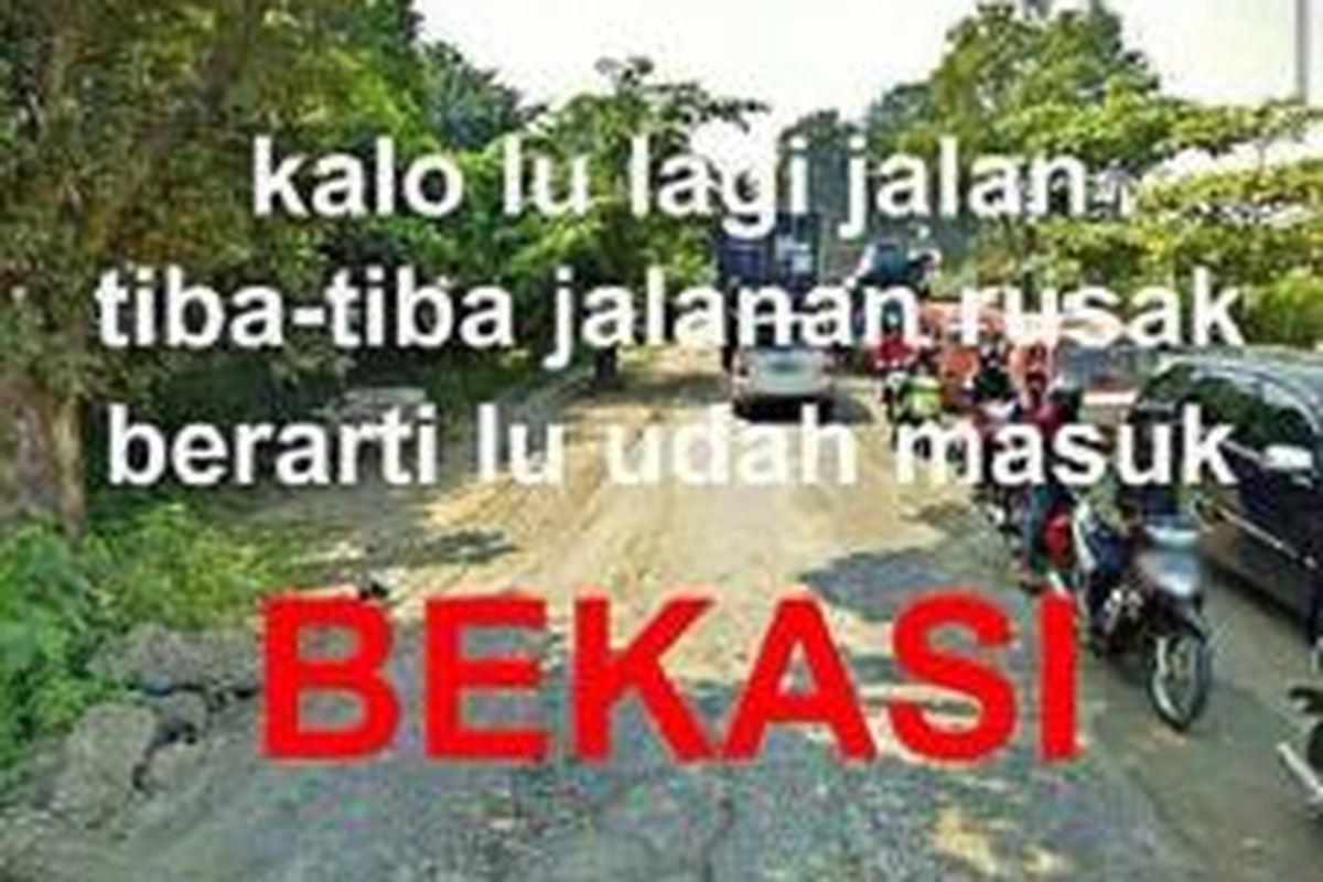 meme jalan rusak di Bekasi