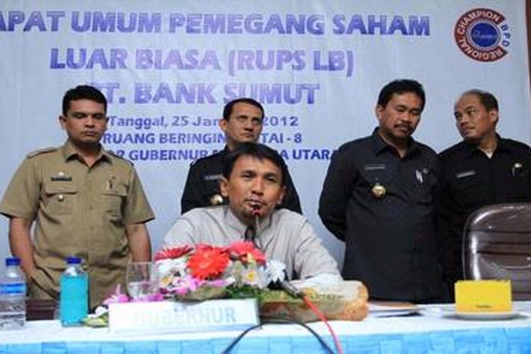 Ilustrasi: Gubernur Sumut Gatot Pujo Nugroho memberi keterangan perihal RUPS Bank Sumut