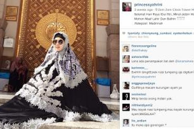 Foto asli Syahrini di akun instagram-nya Princessyahrini sebelum dipelesetkan menjadi bahan lelucon.