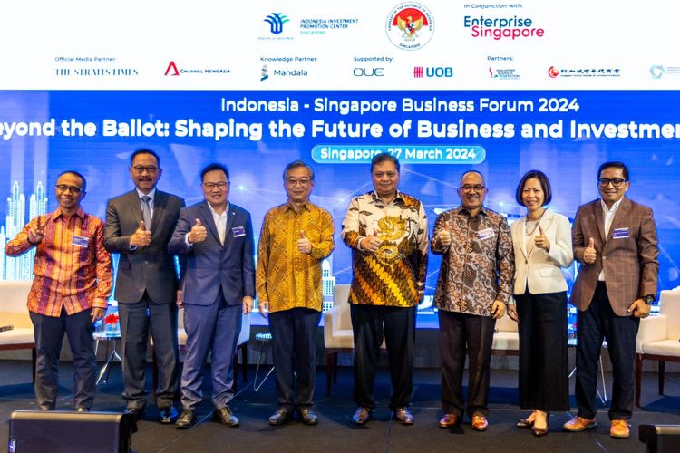 Forum bisnis yang mengusung tema Beyond the Ballot: Shaping the Future of Business and Investment in Indonesia digelar di Hilton Singapore Orchard pada Rabu (27/3/2024).