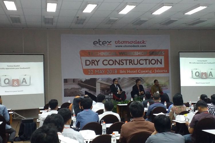 Workshop bertema Dry Construction yang digelar oleh PT Utomodeck Metal Works pada Senin (22/5/2018) di Jakarta.