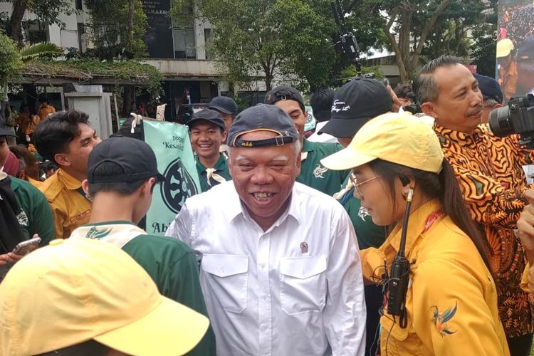 Menteri Pekerjaan Umum dan Perumahaan Rakyat (PUPR) Basuki Hadimuljono saat di Fakultas Teknik Universitas Gadjah Mada (UGM), Kamis (3/08/2023).