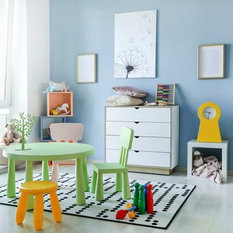 Ilustrasi ruang bermain anak di rumah.